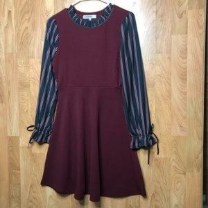 baileyblue Maroon dress with striped sleeves